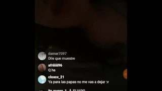 Jovencita Española muestra sus tetas y se divierte por directo de IG