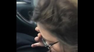 Stop recording me ! Chubby girl gags on my cock in the car